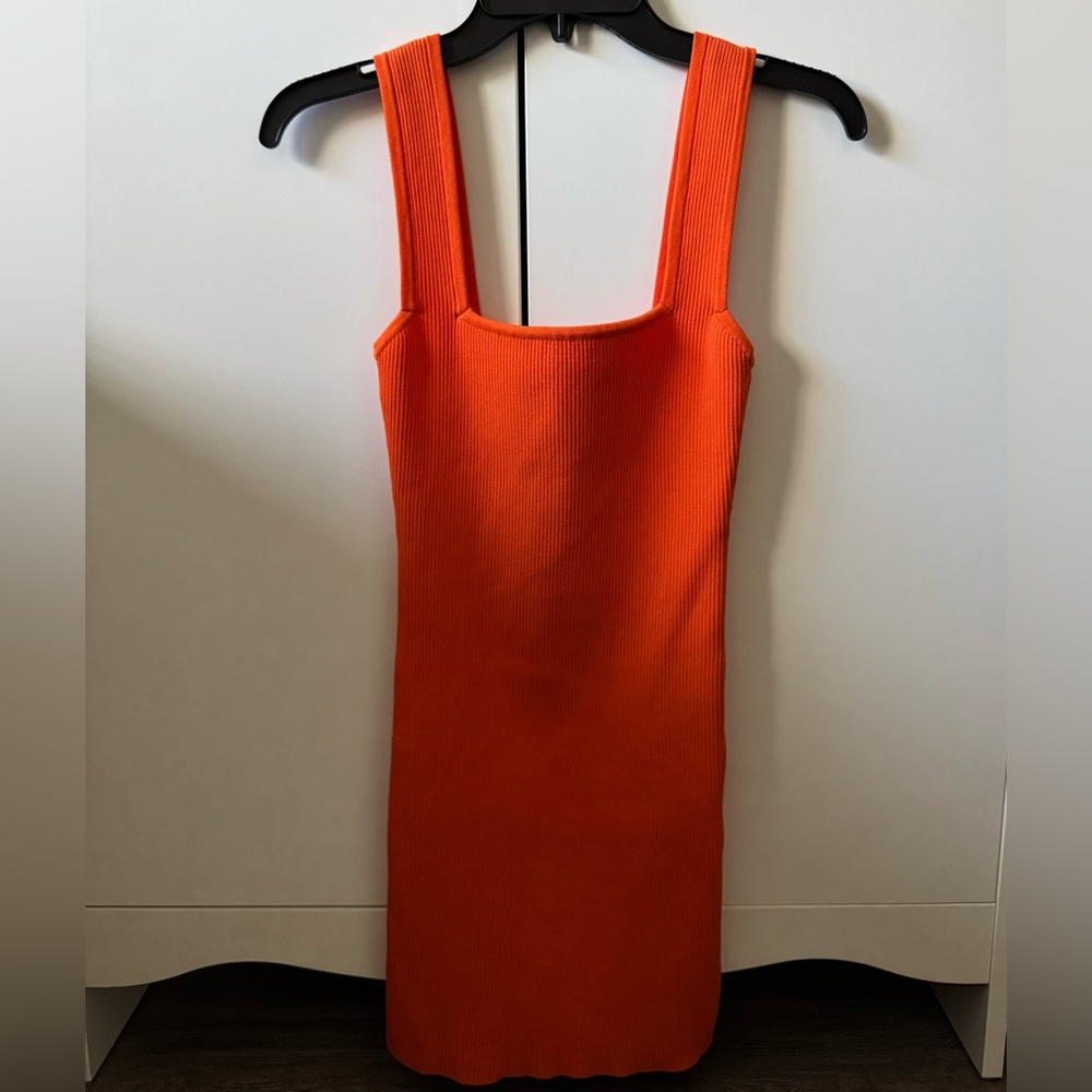 Forever 21 Vibrant Orange Ribbed Mini Dress